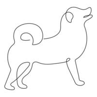 Dog pet animal outline vector illustration and continuous single line hand drawn sketch