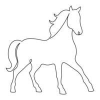 Continuous one line hand design horse animal minimalism style and outline vector art illustration symbol