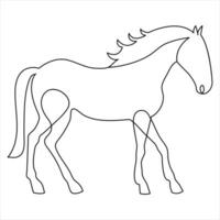 Continuous one line hand design horse animal minimalism style and outline vector art illustration symbol