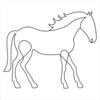 Continuous one line hand design horse animal minimalism style and outline vector art illustration symbol