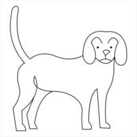 Dog pet animal outline vector illustration and continuous single line hand drawn sketch