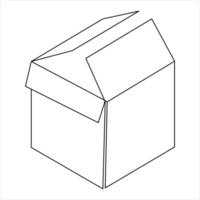 continuo uno línea Arte dibujo abierto caja contorno vector Arte minimalista diseño