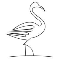 Flamingo and heron continuous one line art drawing hand drawn vector illustration of style.