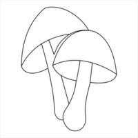 Mushroom continuous one line art drawing doodle icon hand drawn sketch outline vector illustration