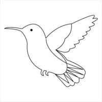 Continuous one line art drawing hummingbird hand drawn vector illustration of style