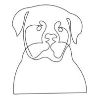 Continuous single line dog vector art drawing minimalist dog face outline abstract hand drawn style