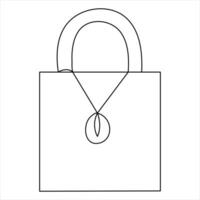 Continuous one line art drawing padlock outline vector art sketch illustration design