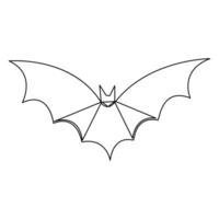 Vector illustration of halloween bat continuous one line art drawing minimalist design