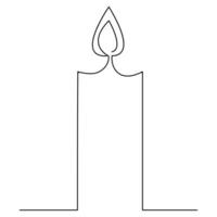 Continuous candle is burning fire drawing art by one line vector illustration minimalism design.