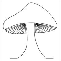 Single line art drawing mushroom nature food symbol outline vector art minimalist design illustration