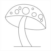 Single line art drawing mushroom nature food symbol outline vector art minimalist design illustration