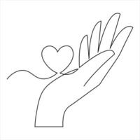 Continuous one line art drawing palm hand of islamic praying for outline vector illustration