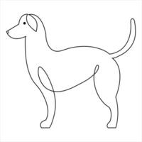 Dog pet animal continuous one line art drawing and dog icon simple outline vector illustration