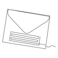 Love letter envelope isolated icon continuous single line art drawing outline vector illustration