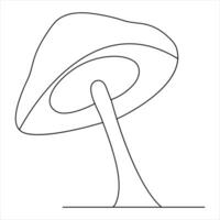 Mushroom continuous one line art drawing doodle icon hand drawn sketch outline vector illustration