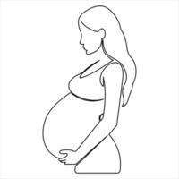 embarazada mujer continuo uno línea Arte dibujo y mujer día contorno vector Arte ilustración