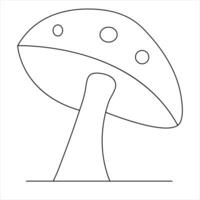 Mushroom continuous one line art drawing doodle icon hand drawn sketch outline vector illustration