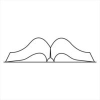 One line art drawing continuous opened book simple minimalistic outline vector art illustration