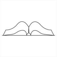 One line art drawing continuous opened book simple minimalistic outline vector art illustration