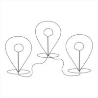 Continuous single line art drawing mark location hand drawn outline vector minimalist style