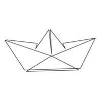 Paper boat continuous one line art drawing of outline vector art illustration