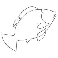 Fish continuous one line art drawing illustration hand drawn sketch style outline vector