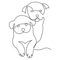 Continuous single line dog vector art drawing minimalist dog face outline abstract hand drawn style