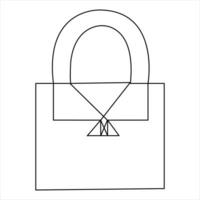 Continuous one line art drawing padlock outline vector art sketch illustration design