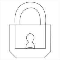 Continuous one line art drawing padlock outline vector art sketch illustration design