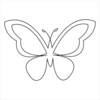 Continuous single line hand drawn butterfly design minimalism outline vector art illustration