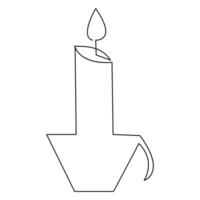 Continuous candle is burning fire drawing art by one line vector illustration minimalism design.