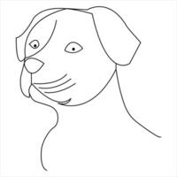 Continuous single line dog vector art drawing minimalist dog face outline abstract hand drawn style