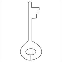 Continuous one line art drawing key vector outline art illustration