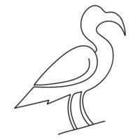 The heron and flamingo single line art drawing vector illustration of continuous Minimalist style.