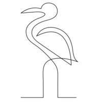 The heron and flamingo single line art drawing vector illustration of continuous Minimalist style.