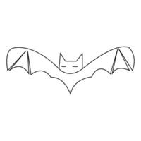 Vector illustration of halloween bat continuous one line art drawing minimalist design