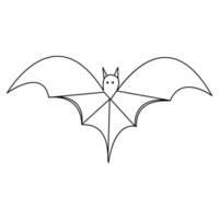 Vector illustration of halloween bat continuous one line art drawing minimalist design