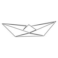 Paper boat continuous one line art drawing of outline vector art illustration