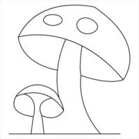 Single line art drawing mushroom nature food symbol outline vector art minimalist design illustration