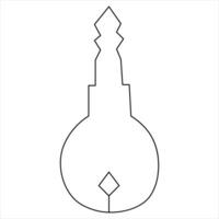 Single line art drawing continuous outline vector hand drawn icon key isolated