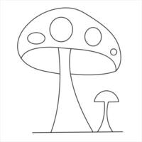 Mushroom continuous one line art drawing doodle icon hand drawn sketch outline vector illustration