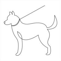 Dog pet animal continuous one line art drawing and dog icon simple outline vector illustration