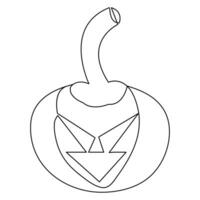 Halloween pumpkin with a face single line art drawing continuous vector outline illustration minimalism