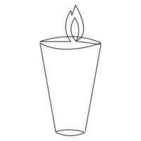 Continuous candle is burning fire drawing art by one line vector illustration minimalism design.