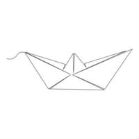 Paper boat continuous one line art drawing of outline vector art illustration