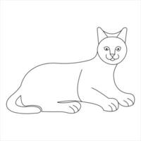 Continuous one line cat pet animal outline art vector illustration and minimalist drawing