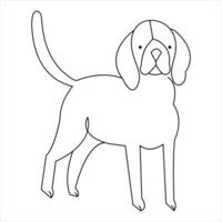 Dog pet animal outline vector illustration and continuous single line hand drawn sketch