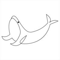 Dolphin fish continuous one line art drawing minimalist swimming hand drawn outline vector illustration