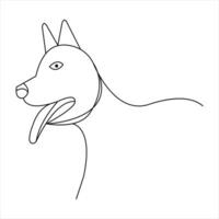 Continuous single line dog vector art drawing minimalist dog face outline abstract hand drawn style