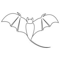 Vector illustration of halloween bat continuous one line art drawing minimalist design